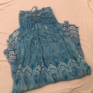 Peacock Print Maxi Dress